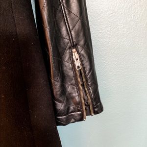 Jessica Simpson Black Faux Leather Sleeve Coat